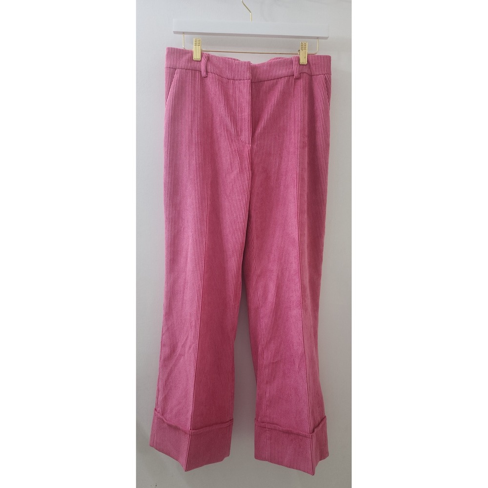 Tara‎ Jarmon Paris Pink Corduroy Wide Leg Cuffed Trousers Pants Womens